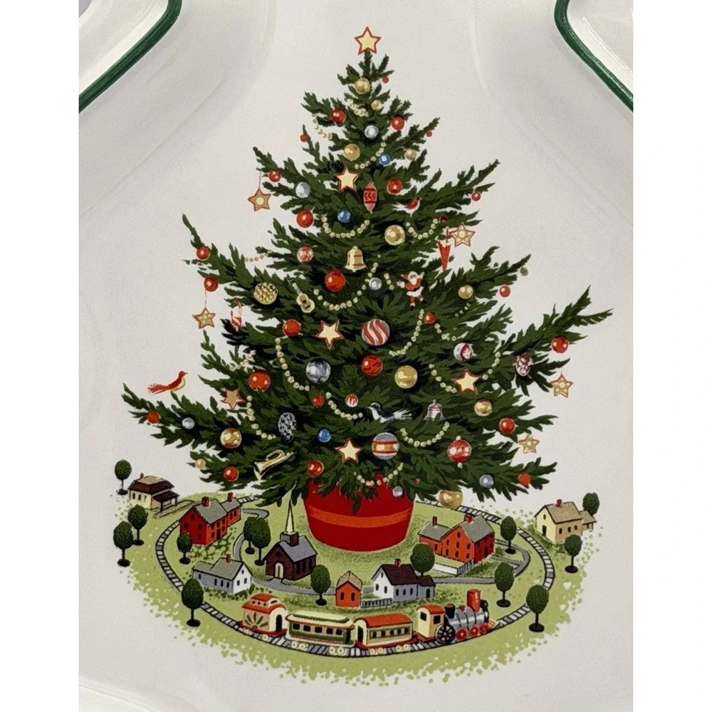 Pfaltzgraff Christmas Heritage Tree Shaped Cookie Plate Ceramic Vintage NOS USA